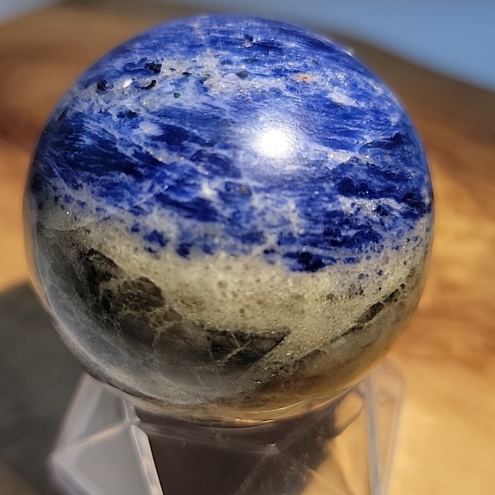 50mm Sunset Blue Sodalite Gemstone Sphere Chakra Reiki Healing Sculpture - Picture 7 of 9